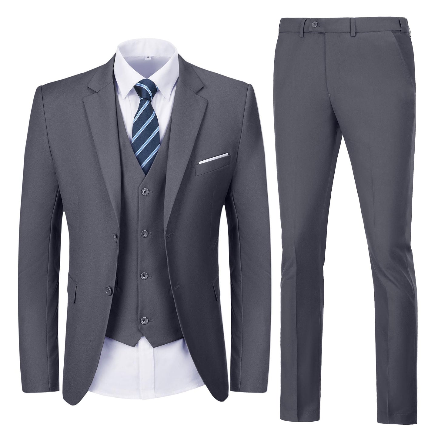 Men's Dark Grey Slim Fit 3-Piece Suit