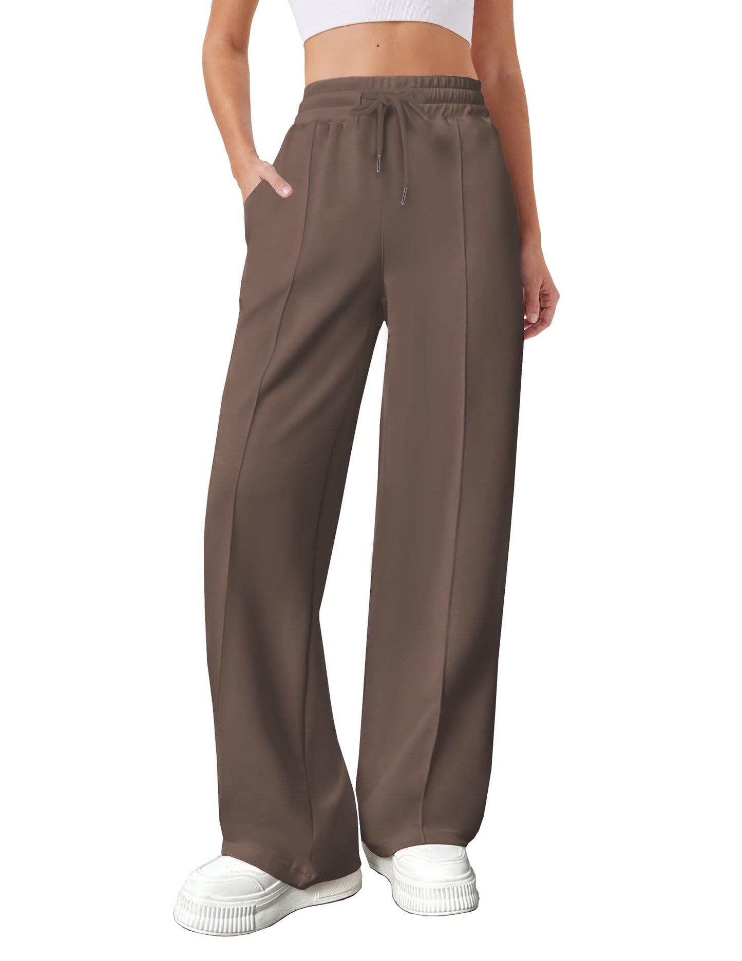 Comfy Wide-Leg Lounge Sweatpants for Women in Coffee