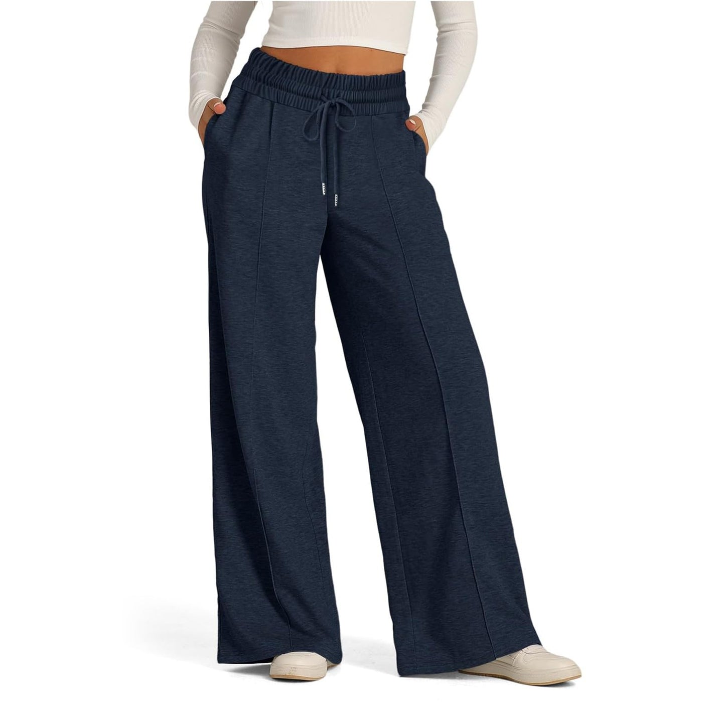 High-Waist Wide-Leg Joggers - Lightweight with Pockets