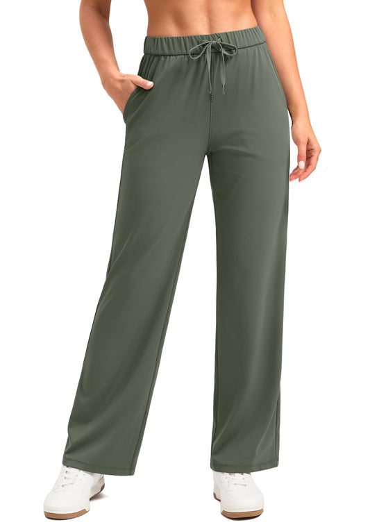 SANTINY Stretch Wide Leg Lounge Pants with Pockets