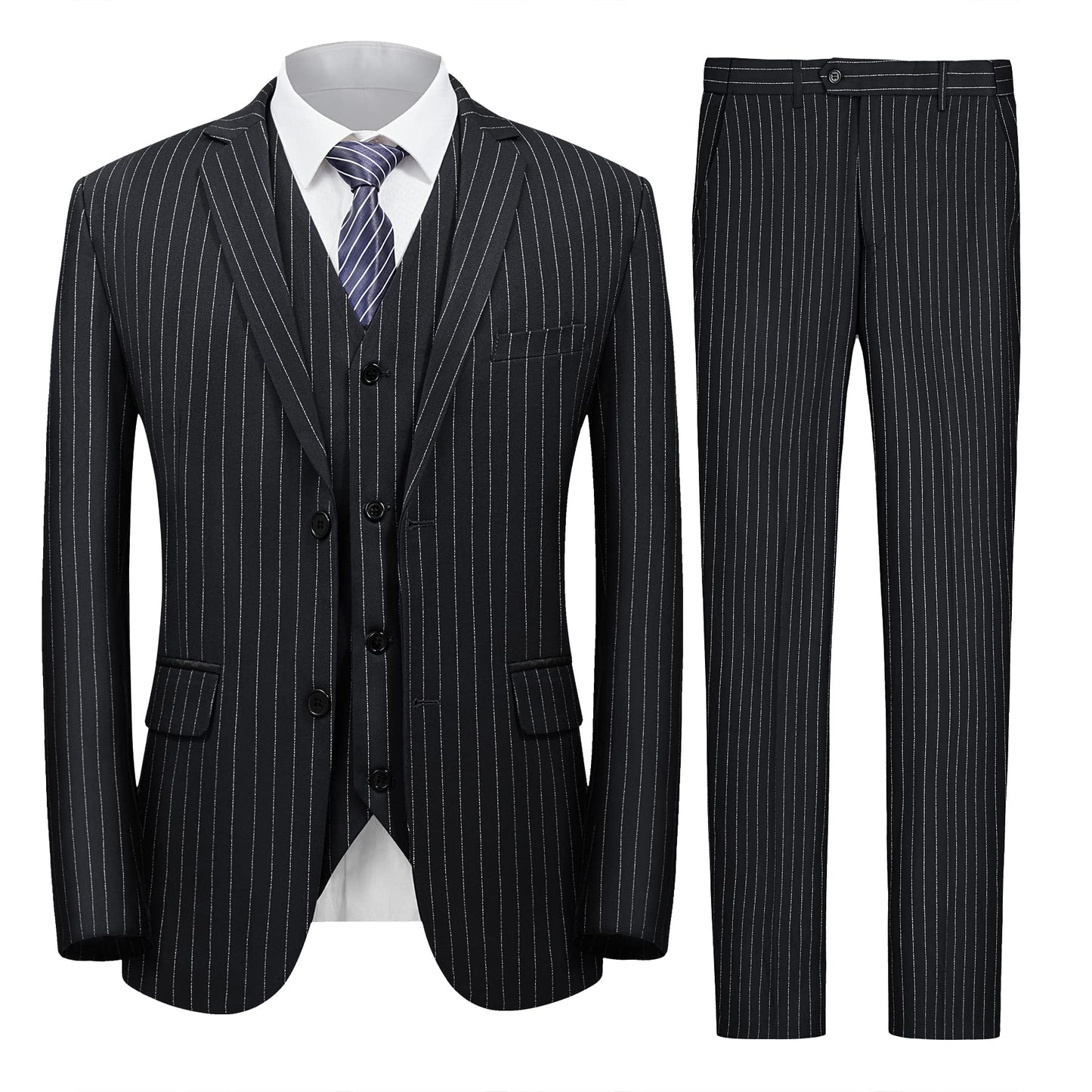 MAGE MALE Slim 3-Piece Pinstripe Suit