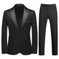 Mens Tuxedo Suits Slim Fit Party Blazer for Men Shiny Black Dress Coat Jackets Classic Regular Fit 2 Piece Suits Set