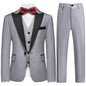 Lamgool Boys Suits 3 Piece Slim Fit Formal Set for Size 10 Kids Prom Wedding Outfit Light Grey Tuxedo Blazer Jacket Vest Pant Peak Lapel