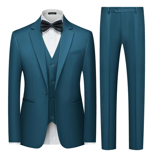 MAGE MALE 3-Piece Teal Slim Fit Suit Set