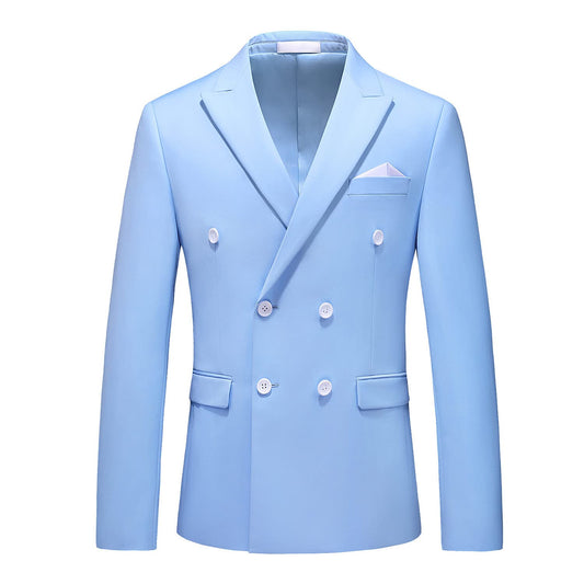 Slim Double Breasted Men's Blazer Light Blue