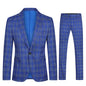 Men's Slim Fit Plaid Suit Set 2PCS Formal Wear