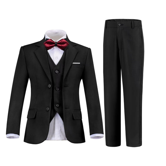 Boys Suit Formal Dress Clothes Black Suit for Boy Slim Fit Toddler Tuxedo for Wedding Ring Bearer Outfit Back to School Kids Suits Size 7
