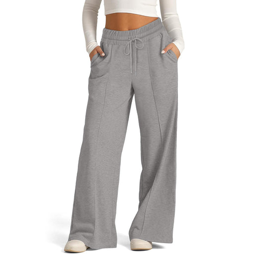 Larmliss Women's Wide Leg Joggers with Pockets Grey