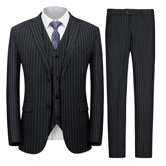 MAGE MALE Slim 3-Piece Pinstripe Suit